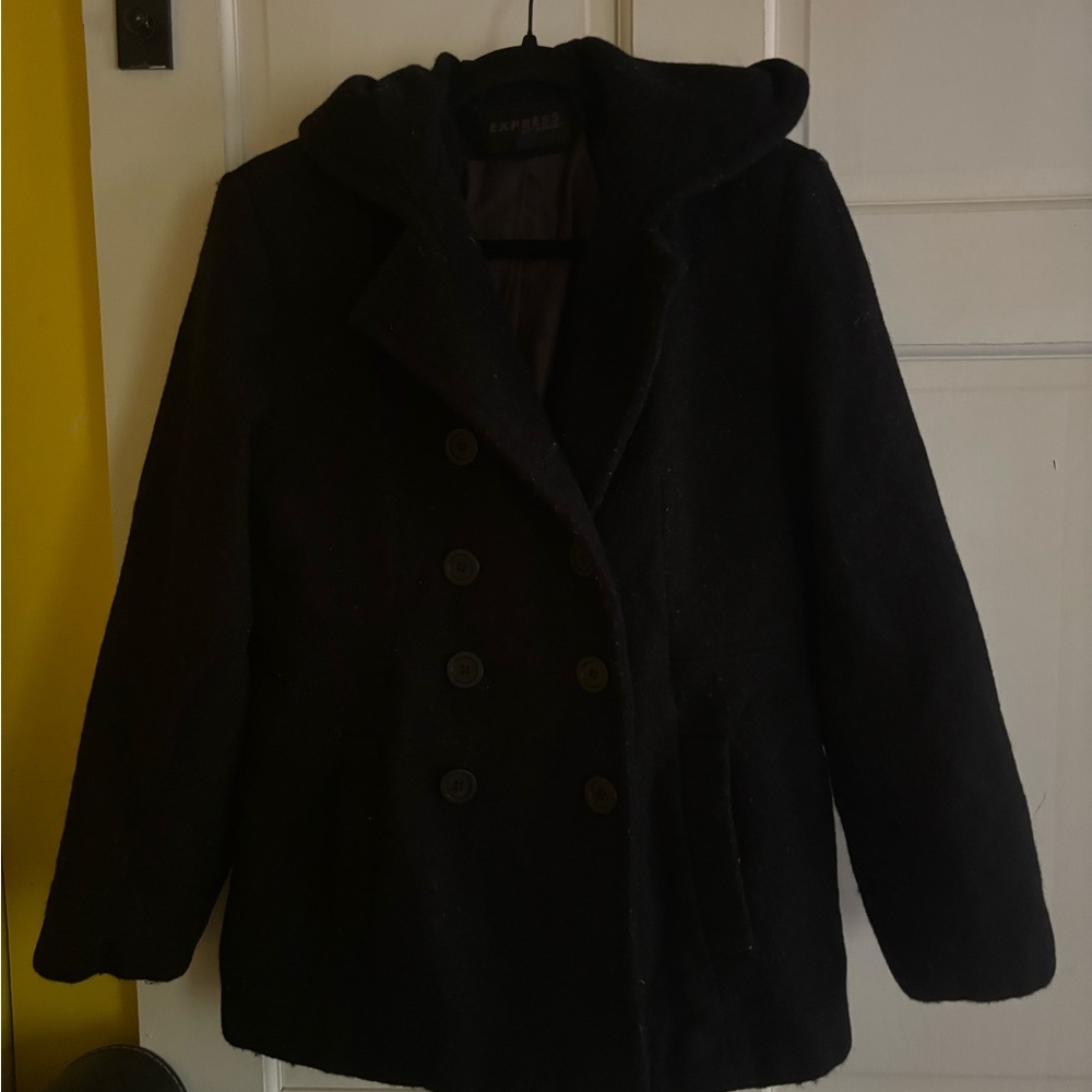 Express Women's Classic Black Pea Coat